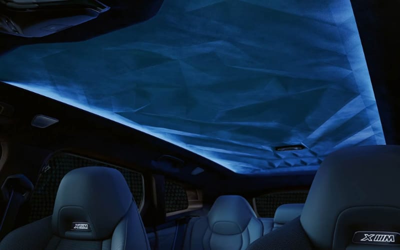 Ambient Light Isn't Just Colorful Function; It Will Turn Your Car Into A Cool Club 4 Instead Of A Panoramic Sunroof You Get An Alcantara Headliner With Geometric Shapes And Ambient Lounge-Like Lighting. Photo By Bmw Usa