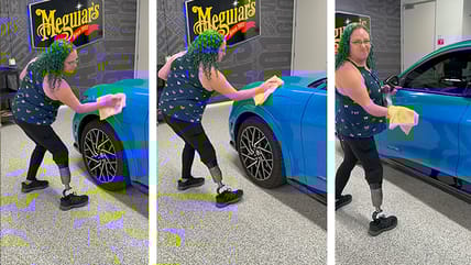 Love a Clean Car But Don't Want to Spend a Fortune? Car Detailing Made Easy! 8 Green Haired Woman Wipes A Car With A Yellow Cloth.