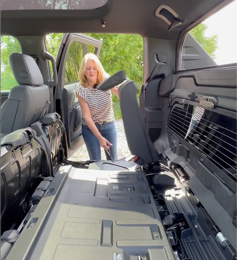 This is the Craziest Pickup Truck Feature - And We LOVE It: Chevrolet Silverado EV Midgate 4 Lower The Seat Back Chevrolet Silverado Ev Midgate Function