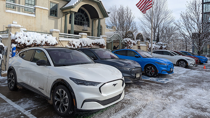 The Truth About Electric Vehicles and Cold Weather 4 These All-Electric Mustang Mach-E'S Cruised Through Icy Streets For A Winter Meetup! Photo: Liv Leigh