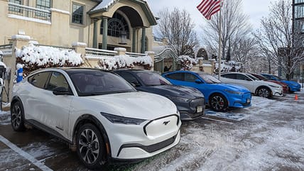 The Truth About Electric Vehicles and Cold Weather 6 These All-Electric Mustang Mach-E'S Cruised Through Icy Streets For A Winter Meetup! Photo: Liv Leigh