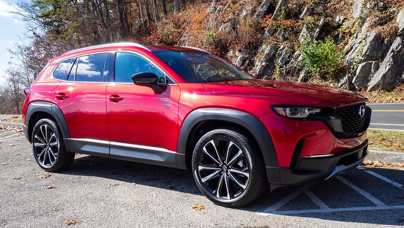 Navigating the Great Outdoors in the 2024 Mazda CX-50 2 Soul Red Crystal Metallic On The 2024 Mazda Cx-50 Is Hard To Photograph, But It Is Stunning In Person. Photo: Cameron Aubernon