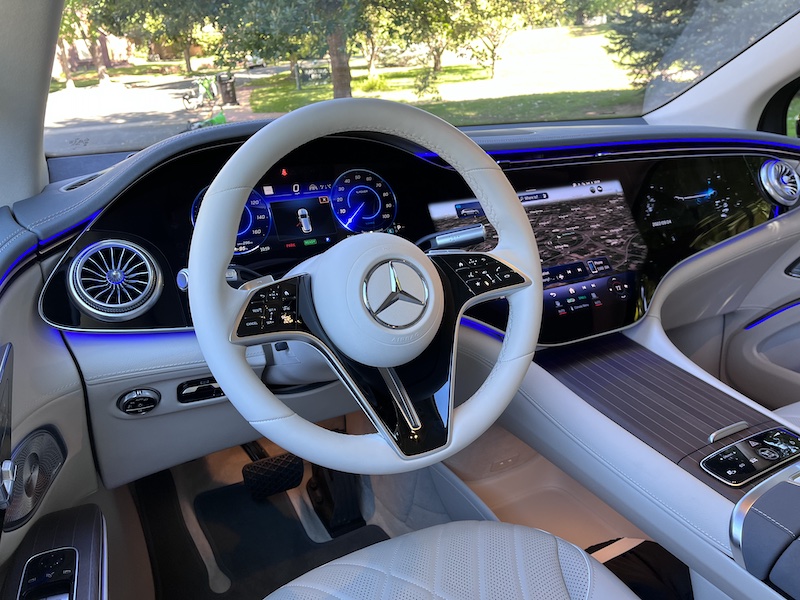 7 Wonderful 7 Passenger Luxury SUVS, At Home, at School - Or Neiman Marcus 9 A Girls Guide To Cars | 7 Wonderful 7 Passenger Luxury Suvs, At Home, At School - Or Neiman Marcus - The 2023 Mercedes Benz Eqs Suv Dash. Photo Sara Lacey