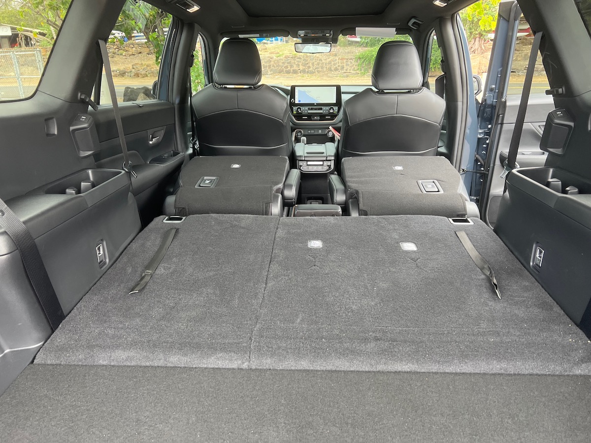 2024 Toyota Grand Highlander First Drive: A Roomy, Luxe 3-row SUV That’s Easy on Gas 11 The 2024 Toyota Grand Highlander Interior With All The Seats Folded Flat Has 96 Cubic Feet Of Space
