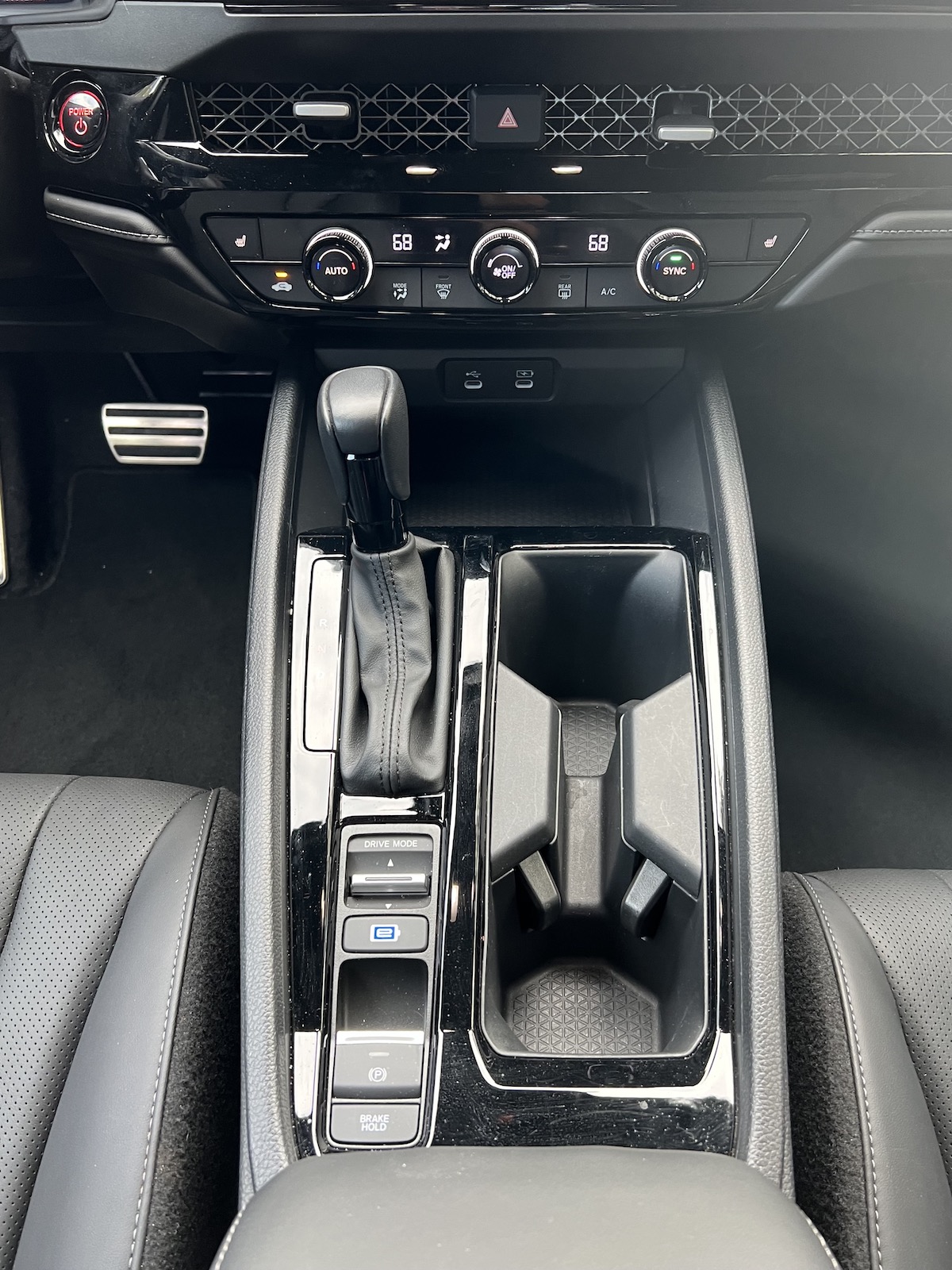 2023 Honda Accord Hybrid Sport Review: Why This Sedan is So Popular 6 The Command Center With Gear Shift, Drive Mode Selector An Cup Holders