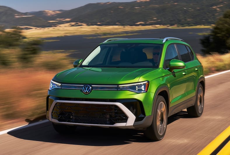 2025 VW Taos Just Got a Makeover with Winky New Lights, Shiny Treads and a Fresh New Face 4 The Front Light Bar Is Clear On The 2025 Vw Taos Even In Daylight