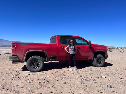 The Chevrolet Colorado ZR2 Bison and Silverado Made This Off-Road Novice Feel 100% Confident 6 This Was Moments Before I Took The Silverado Hd Zr2 Bison Straight Down The Mountain. Zoom In To See The Terror On My Face. Photo: Jim Sharifi